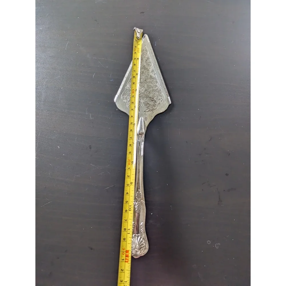 Vtg Silver Tone Plated Wedding Cake Server Triangle Top 12